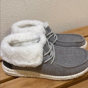 Hey Dude Charcoal Ankle Boots with Faux Fur